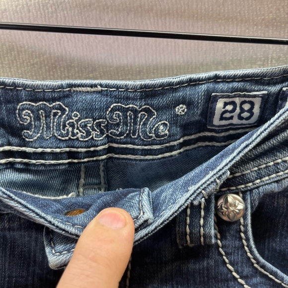 Miss Me Bootcut Denim Jeans Womens 28 Blue Stretxh Enbroidered Flap pocket 2165 - Picture 3 of 12
